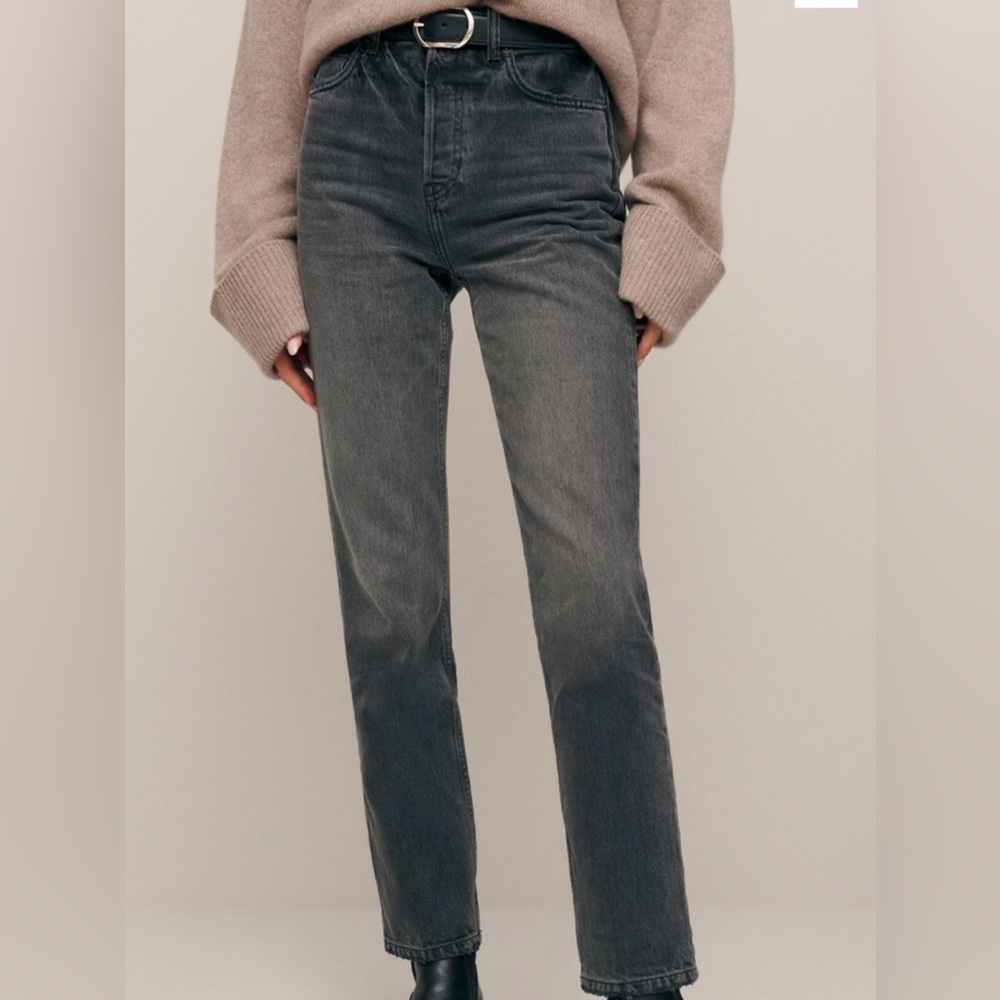 REFORMATION Cynthia Grey High Waisted Straight Leg Jean